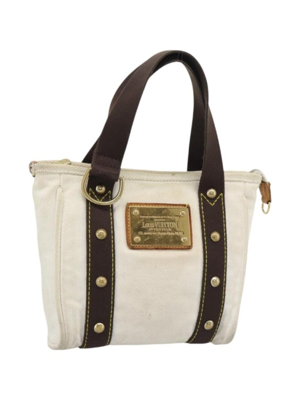 LOUIS VUITTON Antigua Cabas PM Tote Bag White Brown M40036